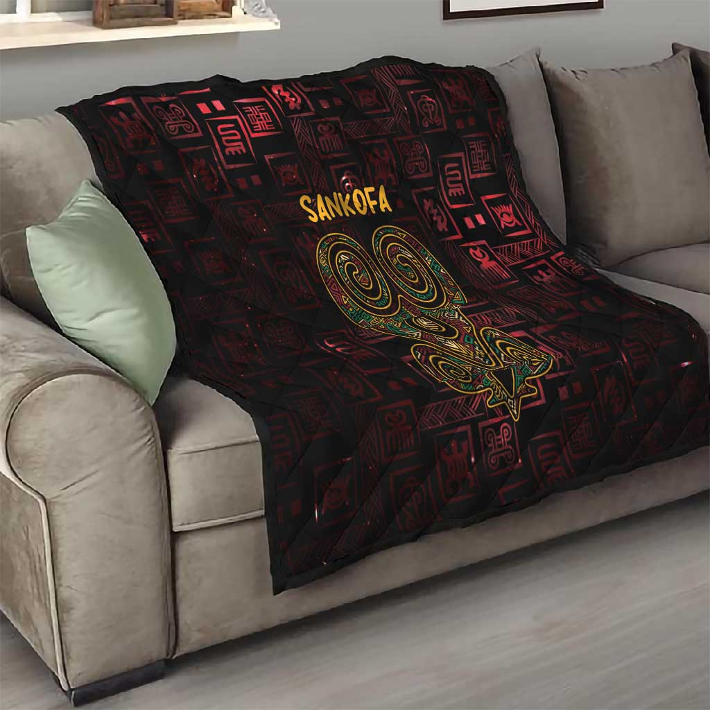 Afro-American Culture Quilt Adinkra Sankofa Heart - Cosmic Red LT7