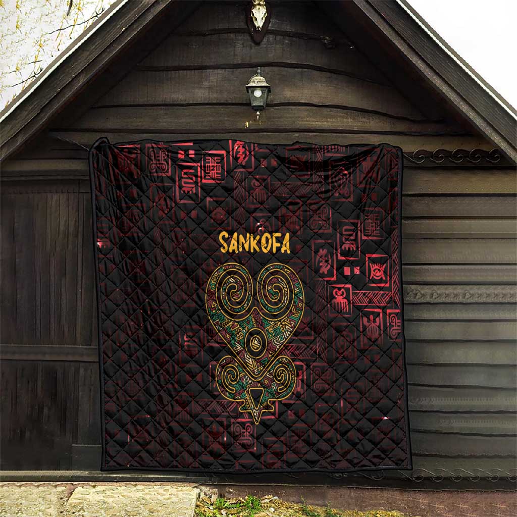 Afro-American Culture Quilt Adinkra Sankofa Heart - Cosmic Red LT7