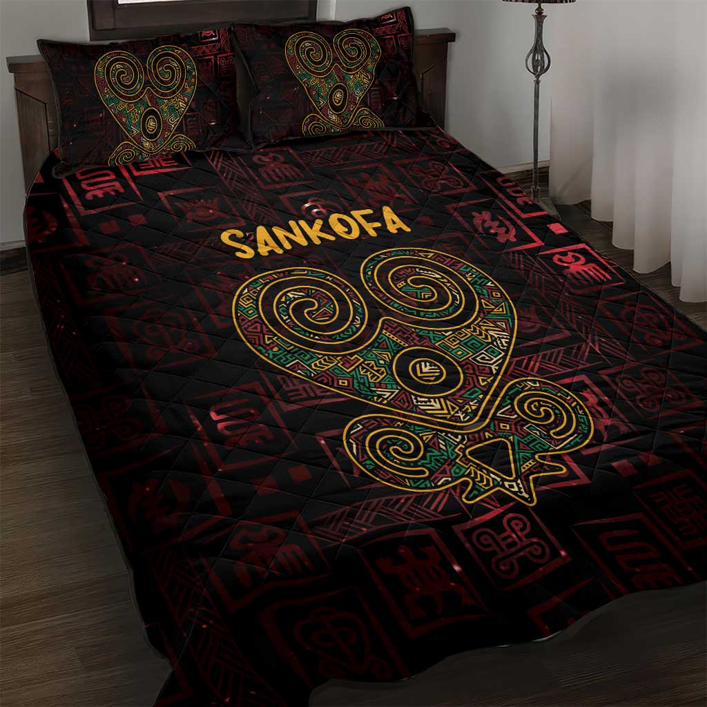 Afro-American Culture Quilt Bed Set Adinkra Sankofa Heart - Cosmic Red LT7