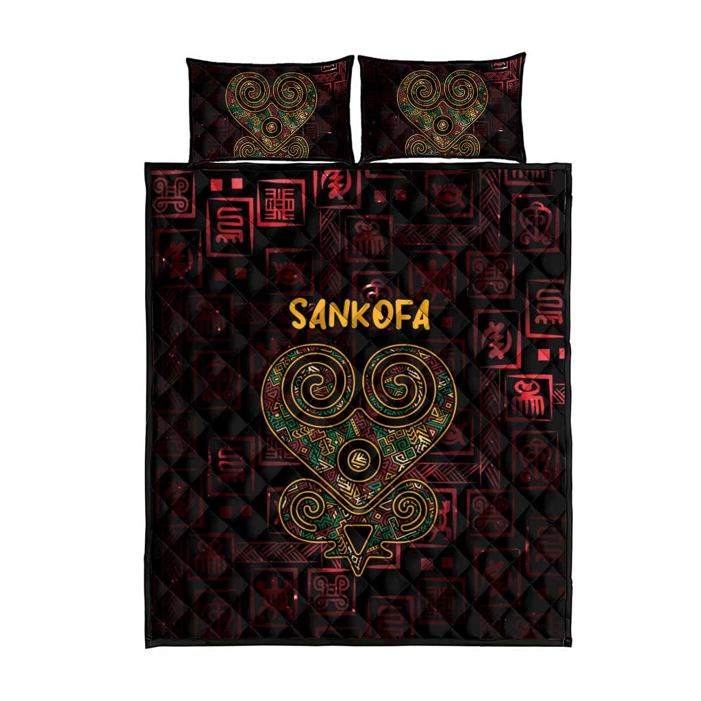 Afro-American Culture Quilt Bed Set Adinkra Sankofa Heart - Cosmic Red LT7