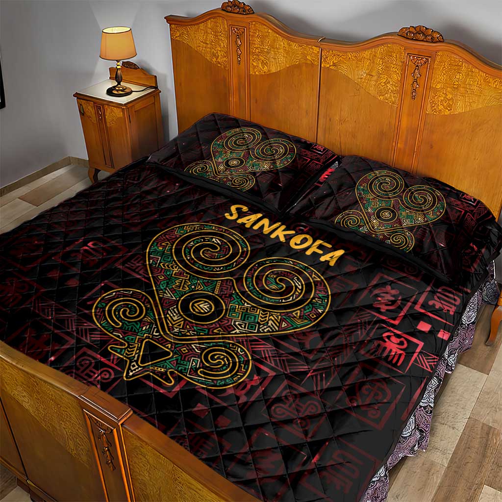 Afro-American Culture Quilt Bed Set Adinkra Sankofa Heart - Cosmic Red LT7