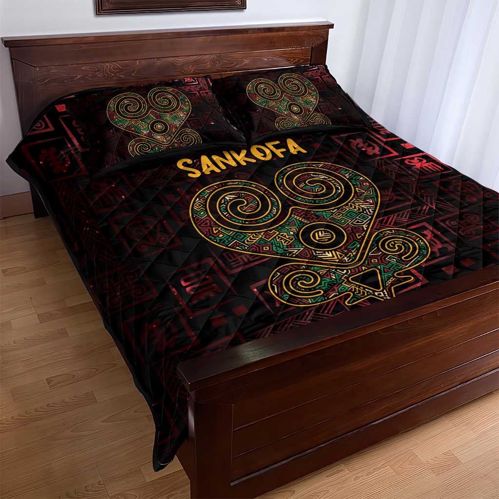 Afro-American Culture Quilt Bed Set Adinkra Sankofa Heart - Cosmic Red LT7