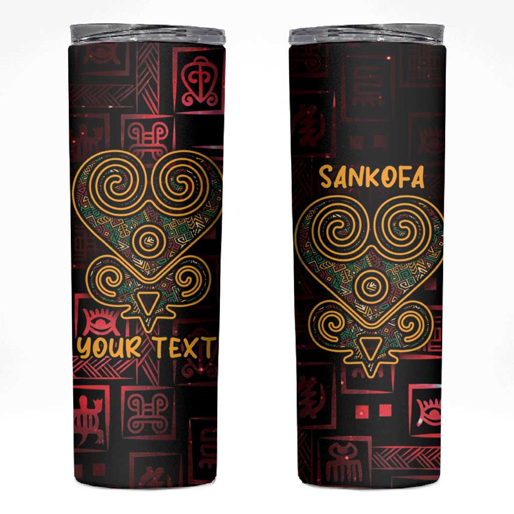 Afro-American Culture Skinny Tumbler Adinkra Sankofa Heart - Cosmic Red LT7