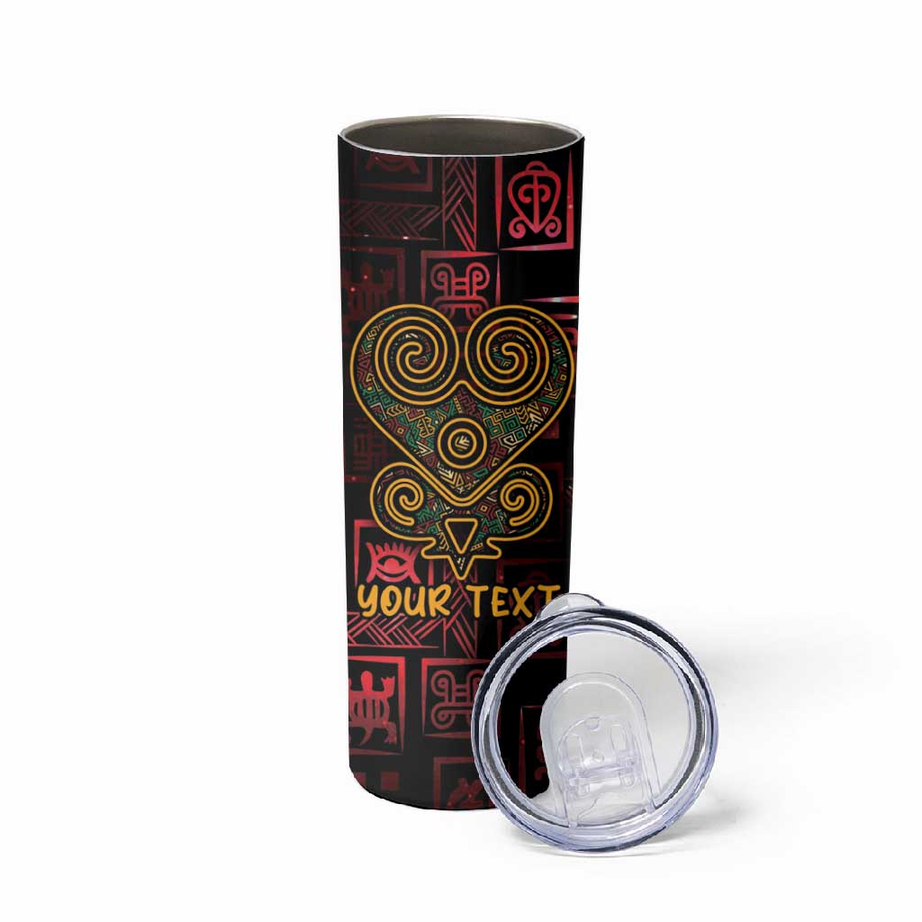 Afro-American Culture Skinny Tumbler Adinkra Sankofa Heart - Cosmic Red LT7