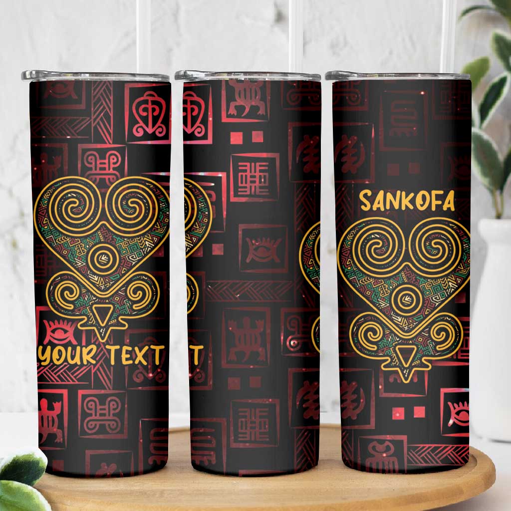 Afro-American Culture Skinny Tumbler Adinkra Sankofa Heart - Cosmic Red LT7