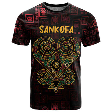 Afro-American Culture T shirt Adinkra Sankofa Heart - Cosmic Red LT7