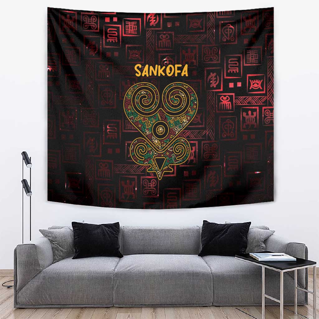Afro-American Culture Tapestry Adinkra Sankofa Heart - Cosmic Red LT7