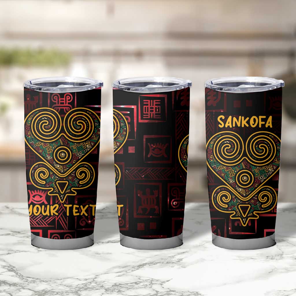Afro-American Culture Tumbler Cup Adinkra Sankofa Heart - Cosmic Red LT7