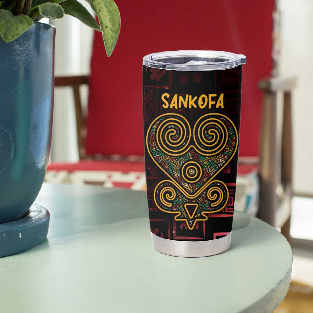 Afro-American Culture Tumbler Cup Adinkra Sankofa Heart - Cosmic Red LT7