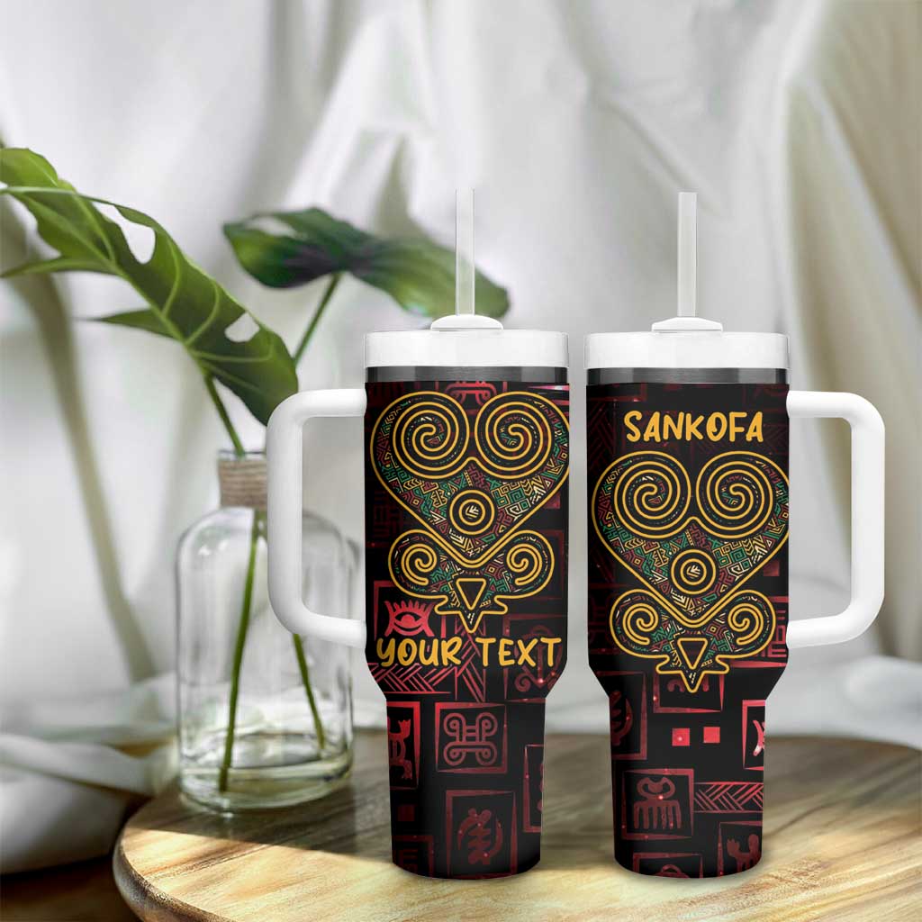 Afro-American Culture Tumbler With Handle Adinkra Sankofa Heart - Cosmic Red LT7