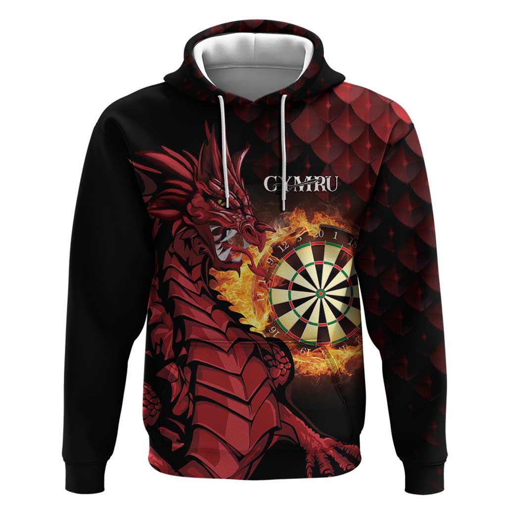 Wales Darts Personalised Hoodie Red Dragon Cymru Am Byth LT7