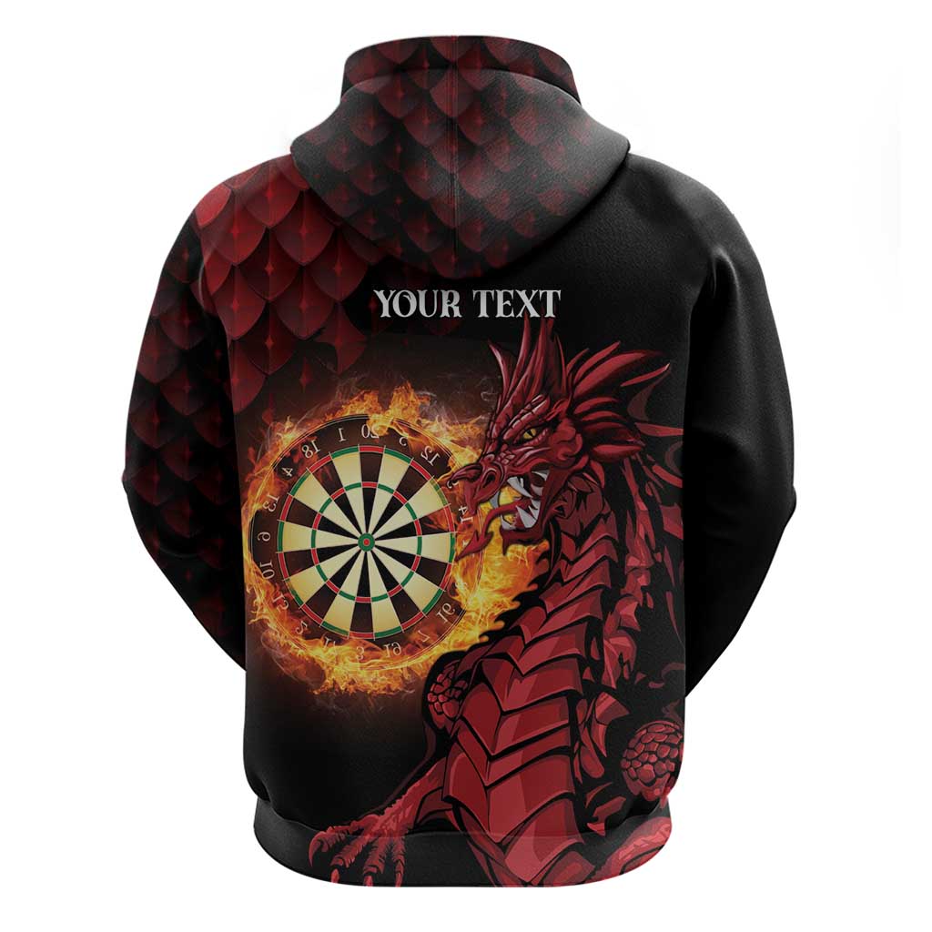 Wales Darts Personalised Hoodie Red Dragon Cymru Am Byth LT7