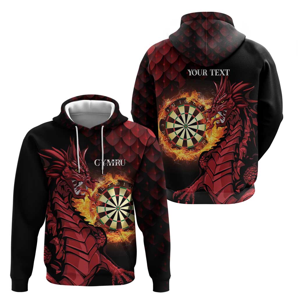 Wales Darts Personalised Hoodie Red Dragon Cymru Am Byth LT7