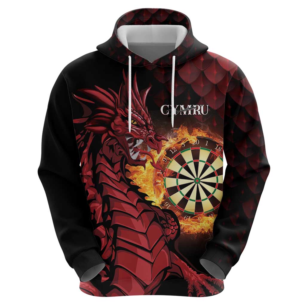 Wales Darts Personalised Hoodie Red Dragon Cymru Am Byth LT7