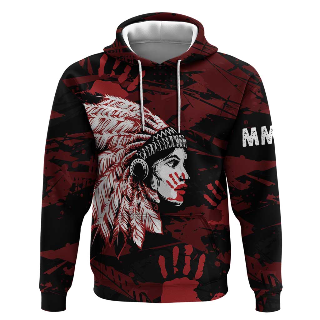 Native American MMIW Hoodie Red Handprint Grunge Style LT7