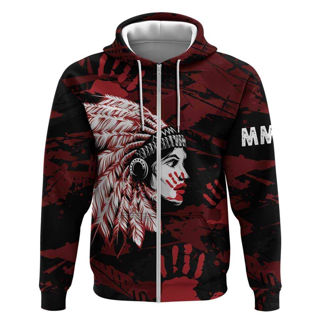 Native American MMIW Hoodie Red Handprint Grunge Style LT7