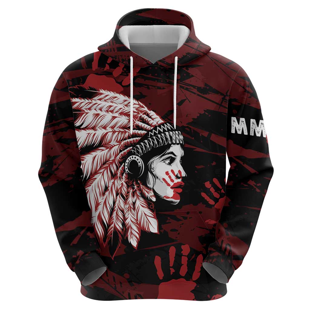 Native American MMIW Hoodie Red Handprint Grunge Style LT7
