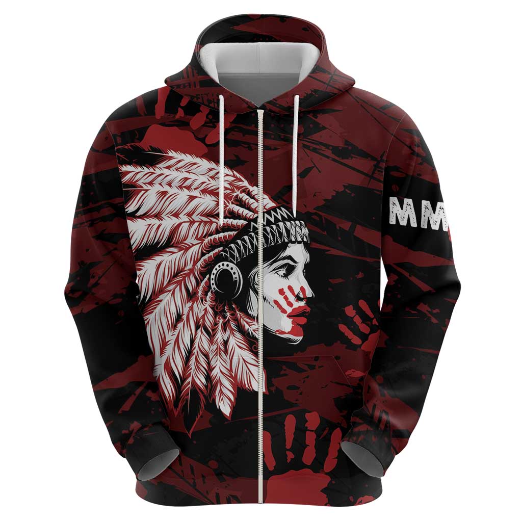 Native American MMIW Hoodie Red Handprint Grunge Style LT7