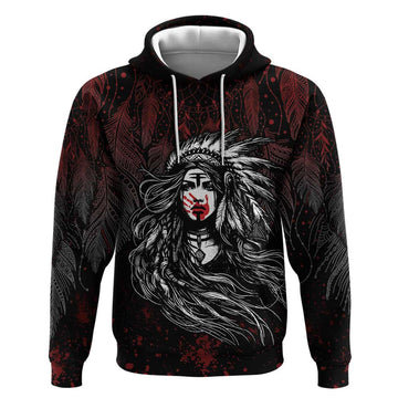 Native American MMIW Red Handprint Hoodie Dreamcatcher LT7