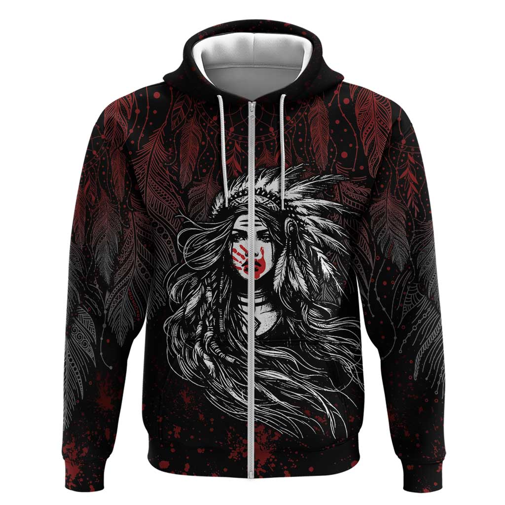 Native American MMIW Red Handprint Hoodie Dreamcatcher LT7