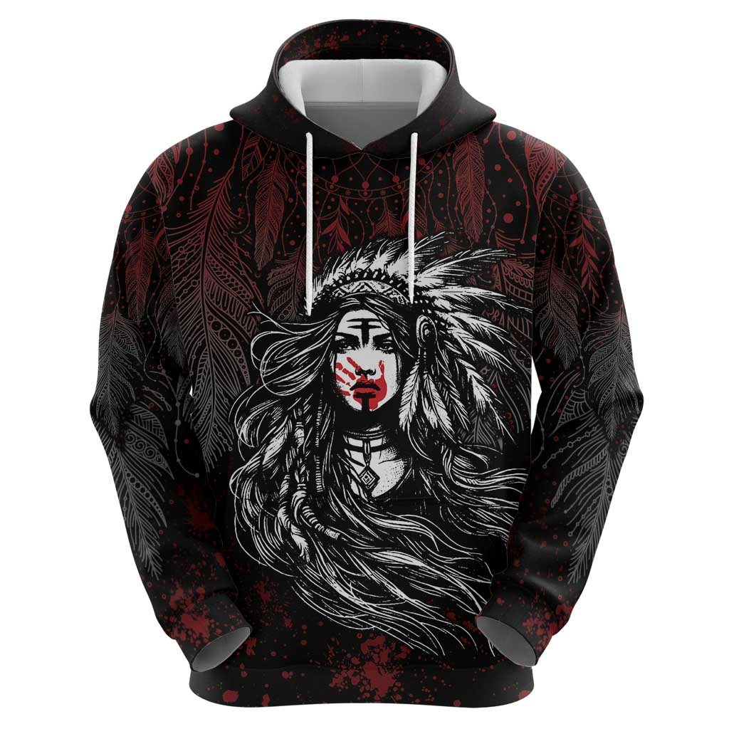 Native American MMIW Red Handprint Hoodie Dreamcatcher LT7