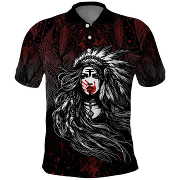 Native American MMIW Red Handprint Polo Shirt Dreamcatcher LT7