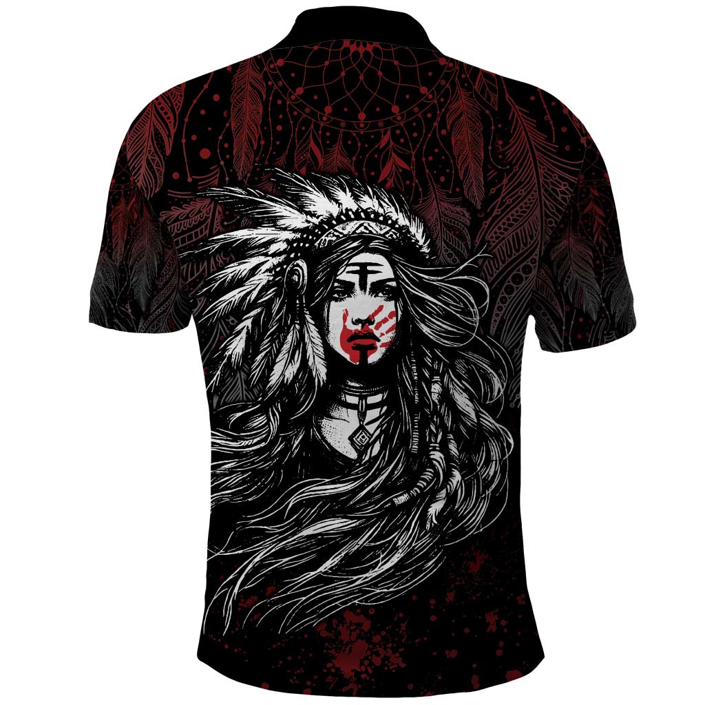 Native American MMIW Red Handprint Polo Shirt Dreamcatcher LT7
