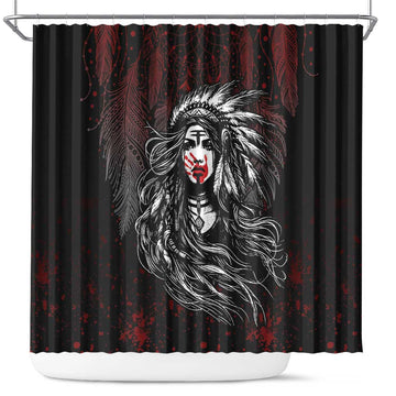 Native American MMIW Red Handprint Shower Curtain Dreamcatcher LT7