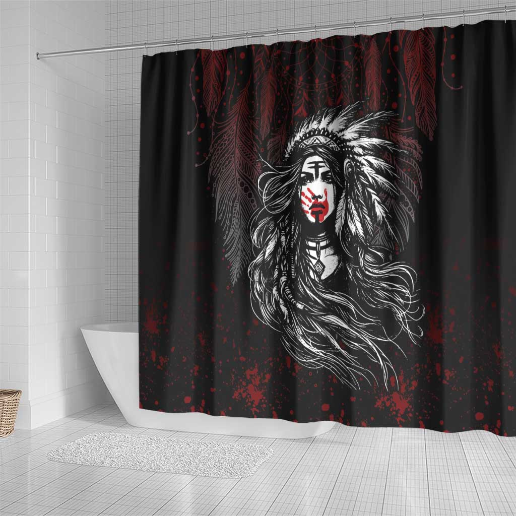 Native American MMIW Red Handprint Shower Curtain Dreamcatcher LT7