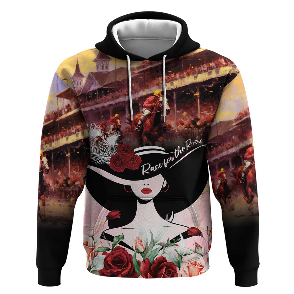 Kentucky Horse Racing Hoodie Derby Girl - Marble Roses LT7