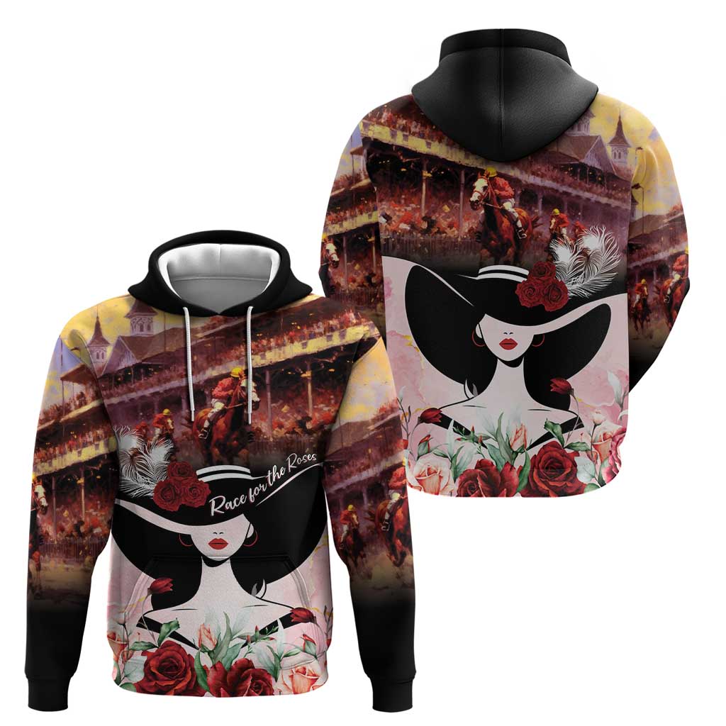 Kentucky Horse Racing Hoodie Derby Girl - Marble Roses LT7