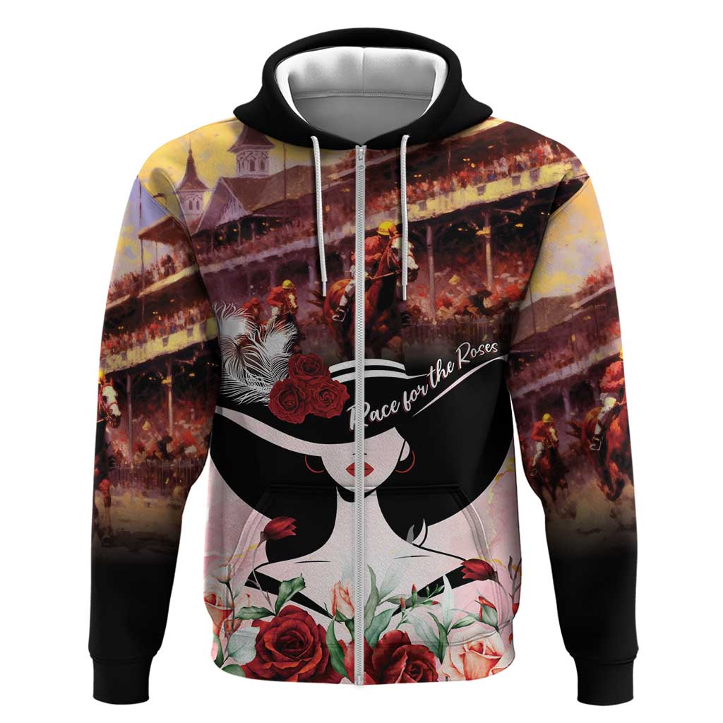 Kentucky Horse Racing Hoodie Derby Girl - Marble Roses LT7