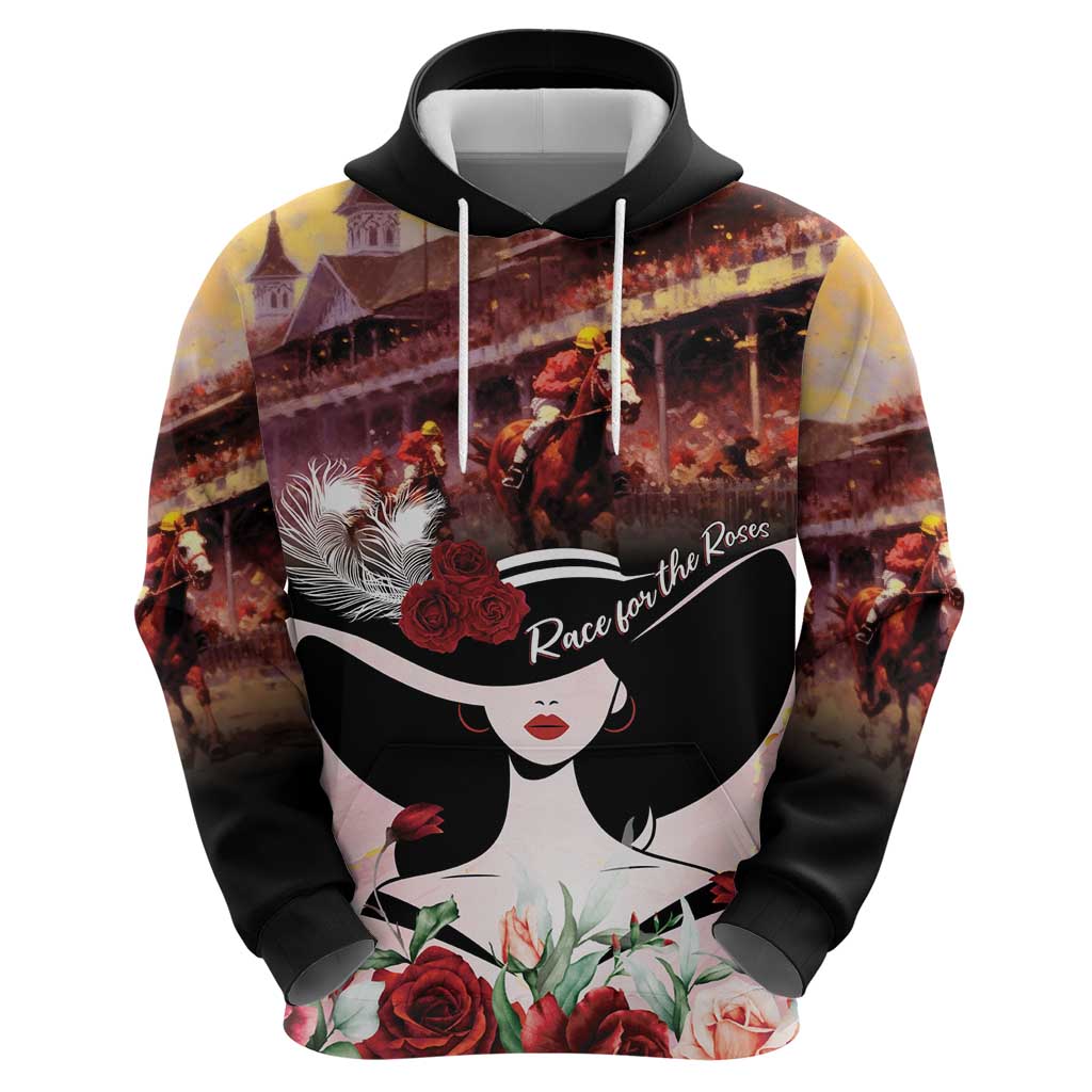 Kentucky Horse Racing Hoodie Derby Girl - Marble Roses LT7