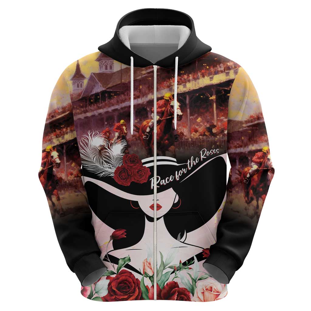 Kentucky Horse Racing Hoodie Derby Girl - Marble Roses LT7