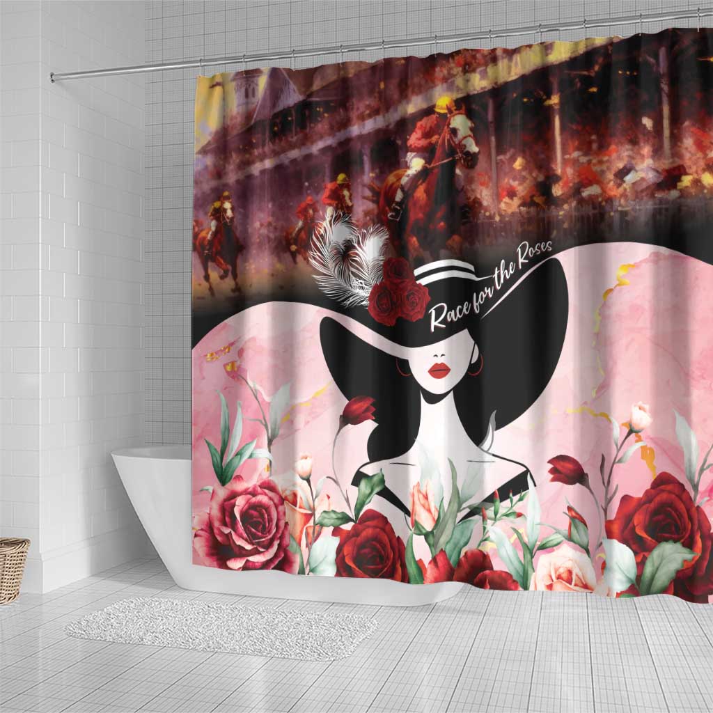 Kentucky Horse Racing Shower Curtain Derby Girl - Marble Roses LT7