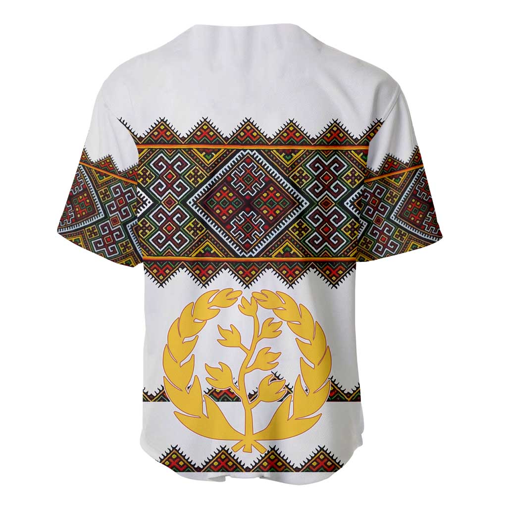 Eritrea Baseball Jersey Tilet Mix Eritrean Cross - White LT7
