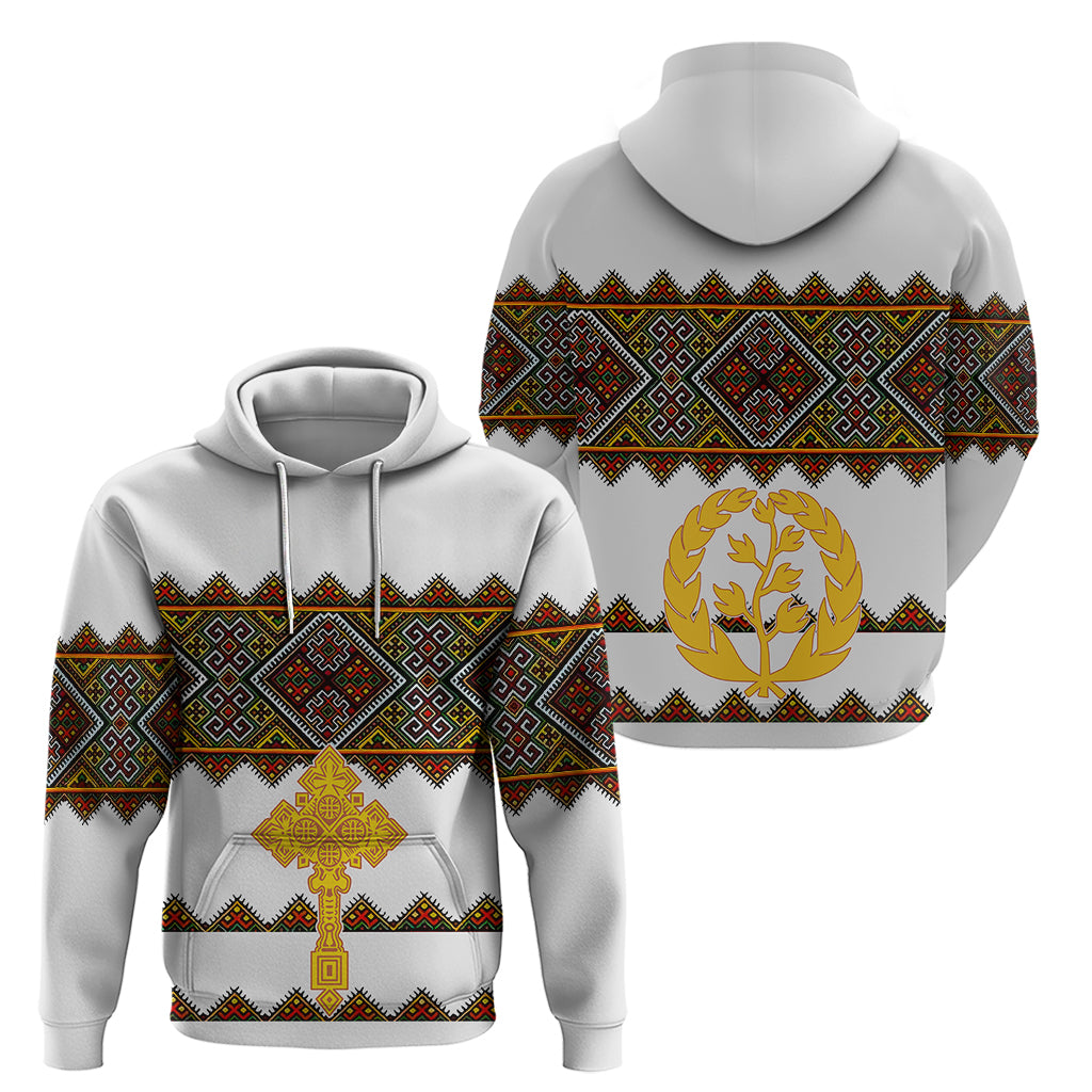 Eritrea Hoodie Tilet Mix Eritrean Cross White LT7