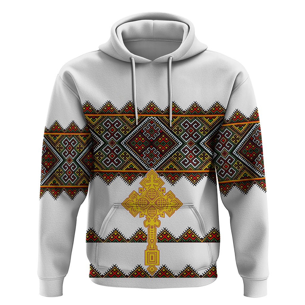 Eritrea Hoodie Tilet Mix Eritrean Cross White LT7