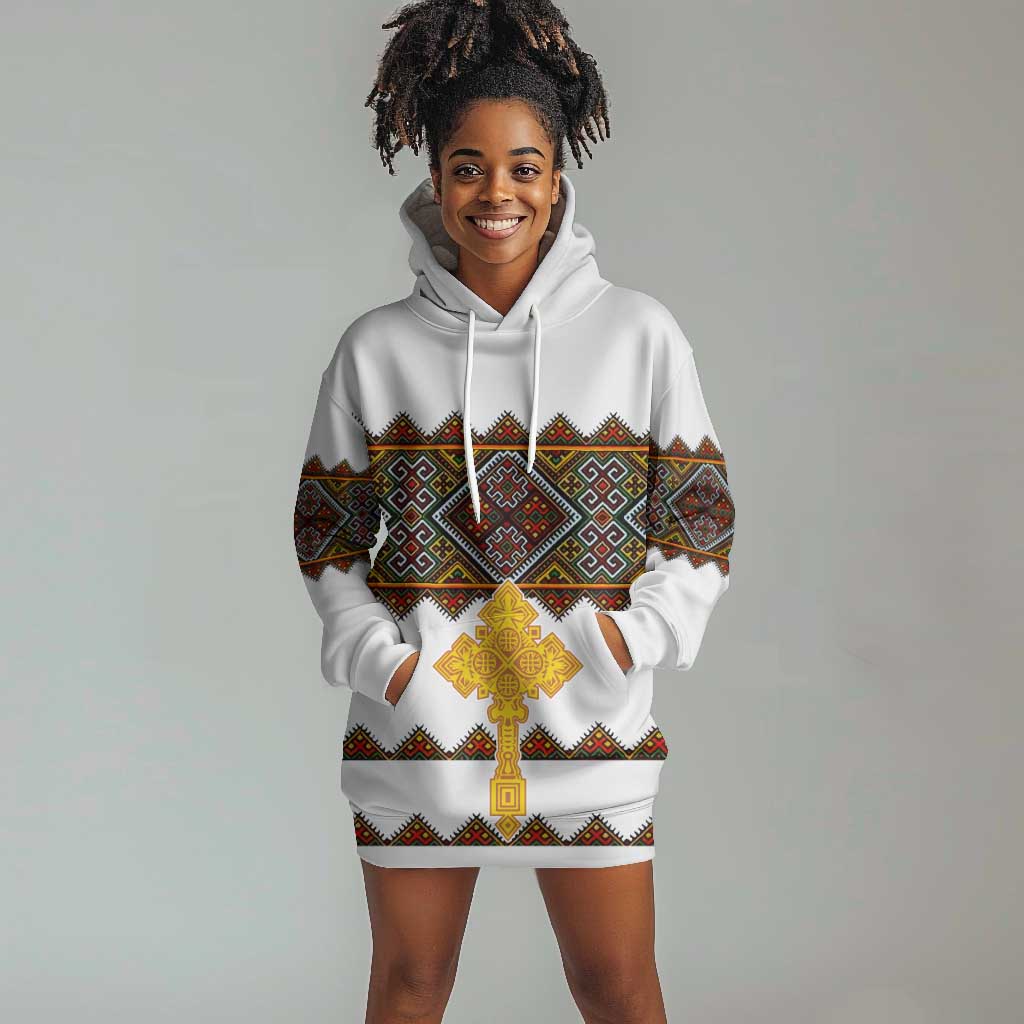 Eritrea Hoodie Dress Tilet Mix Eritrean Cross - White LT7
