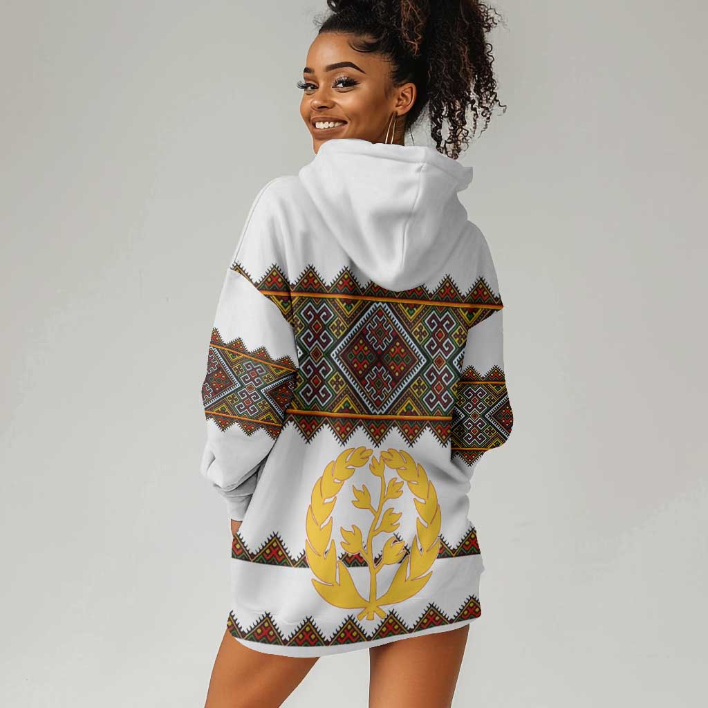 Eritrea Hoodie Dress Tilet Mix Eritrean Cross - White LT7