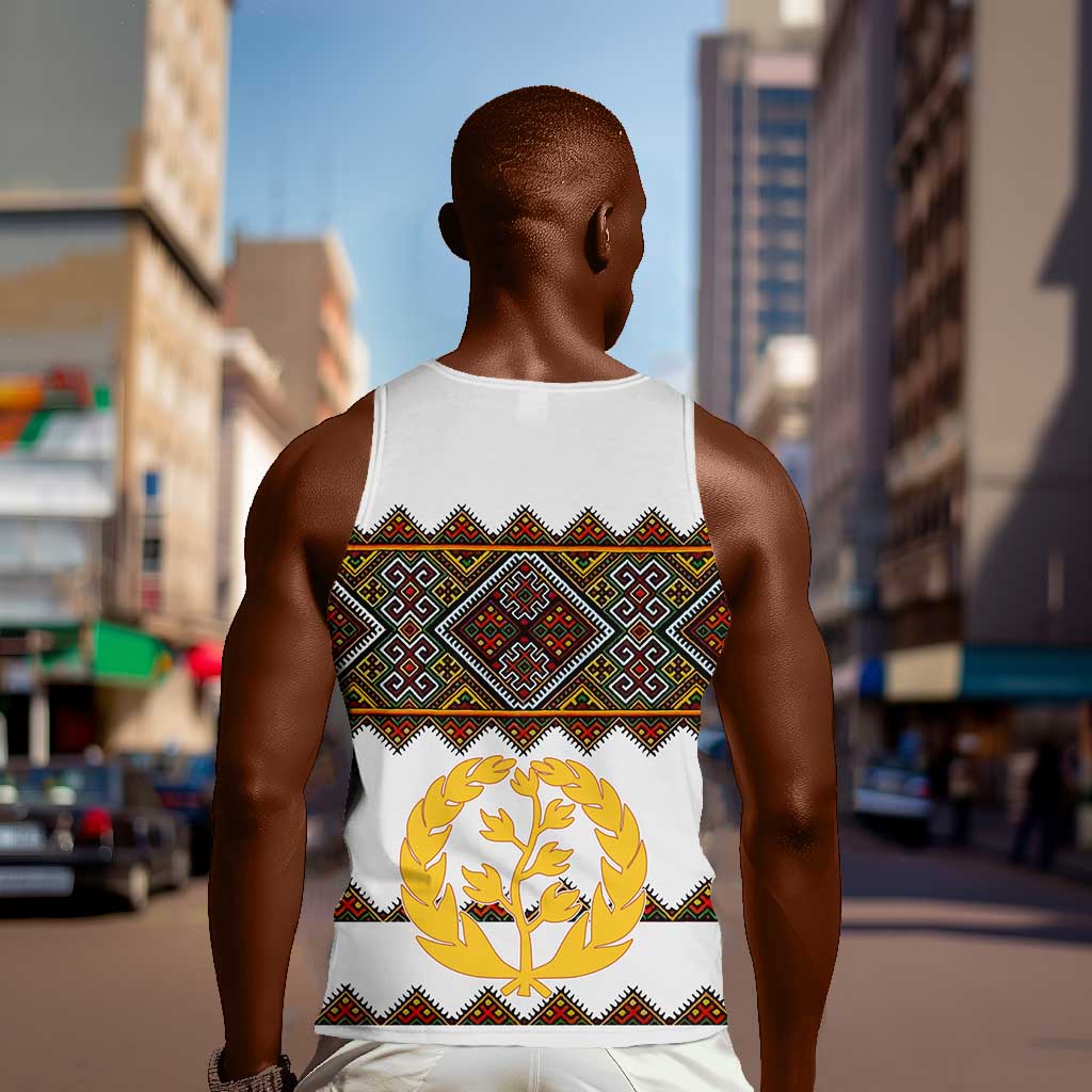 Eritrea Men Tank Top Tilet Mix Eritrean Cross - White LT7
