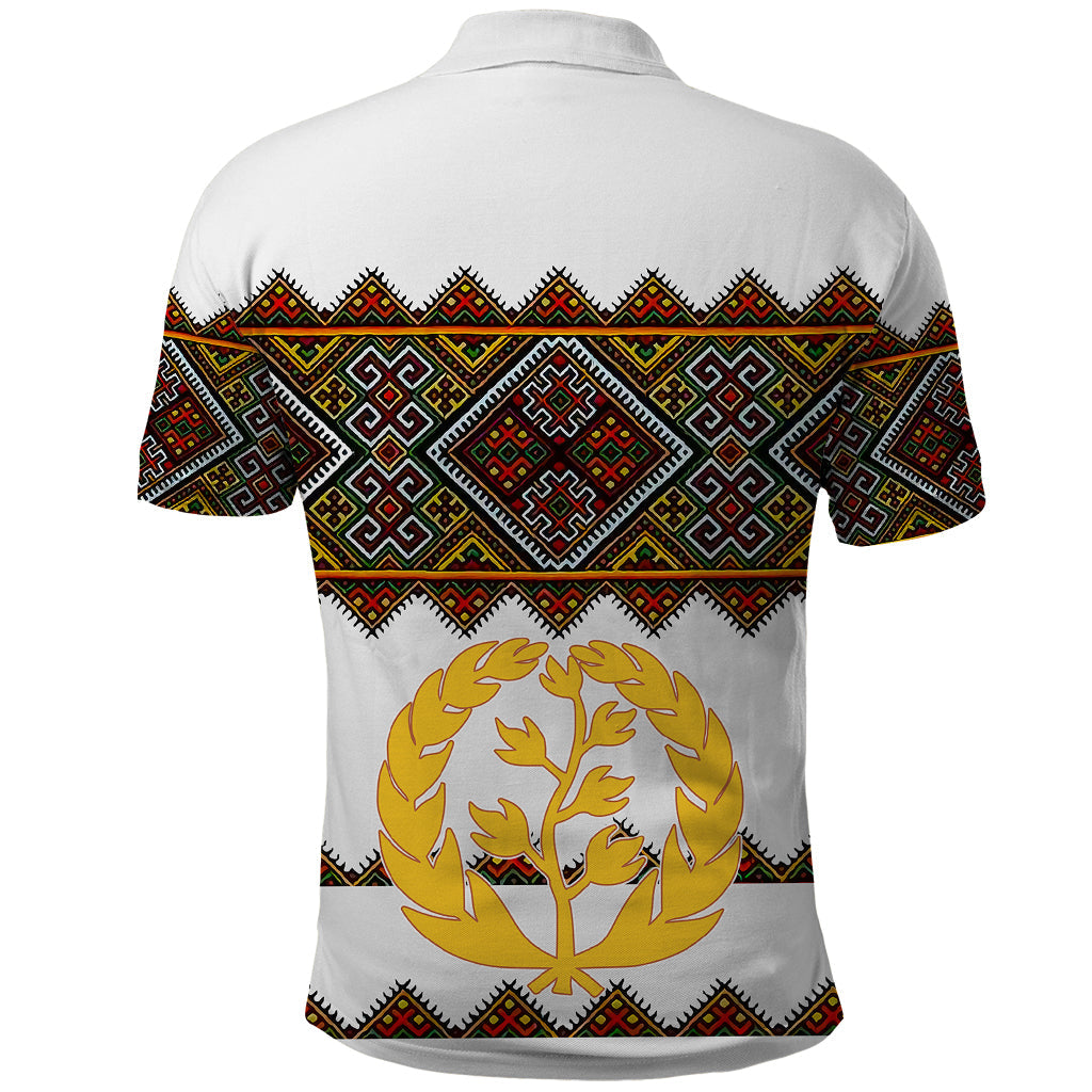 Eritrea Polo Shirt Tilet Mix Eritrean Cross White LT7