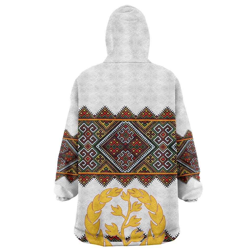 Eritrea Wearable Blanket Hoodie Tilet Mix Eritrean Cross - White LT7