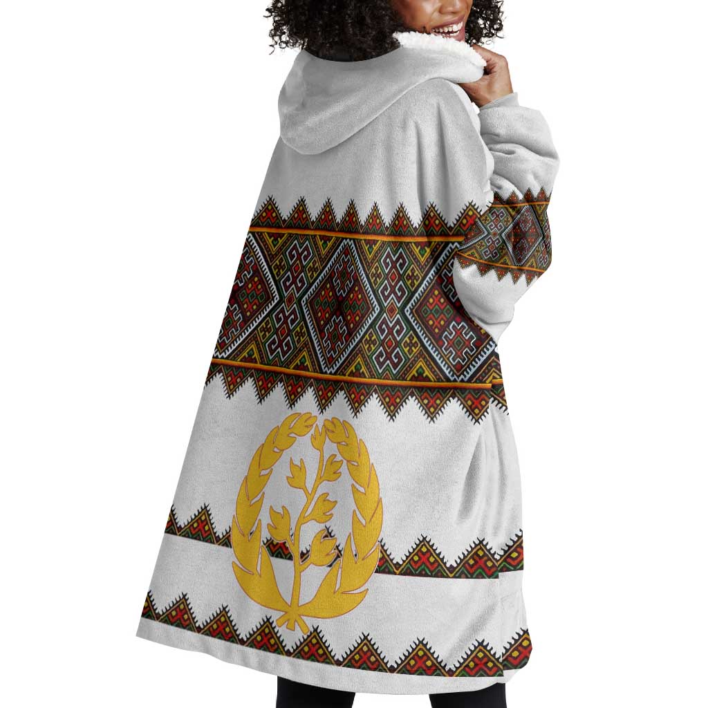 Eritrea Wearable Blanket Hoodie Tilet Mix Eritrean Cross - White LT7