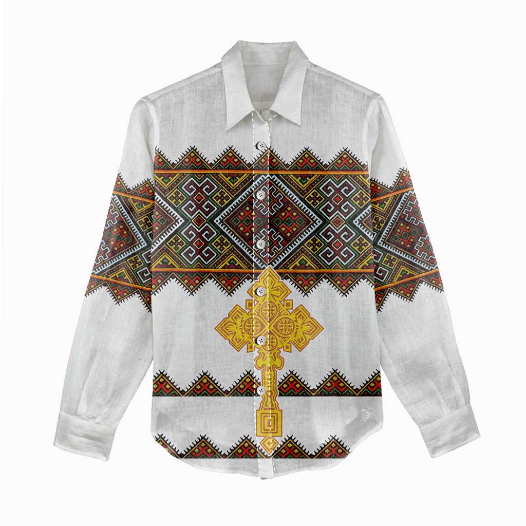 Eritrea Women Casual Shirt Tilet Mix Eritrean Cross - White LT7