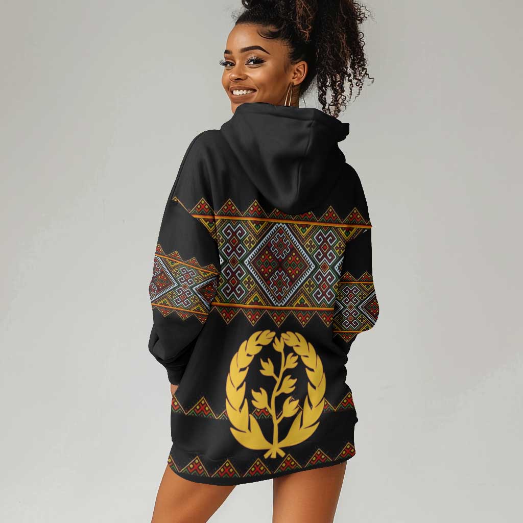Eritrea Hoodie Dress Tilet Mix Eritrean Cross - Black LT7