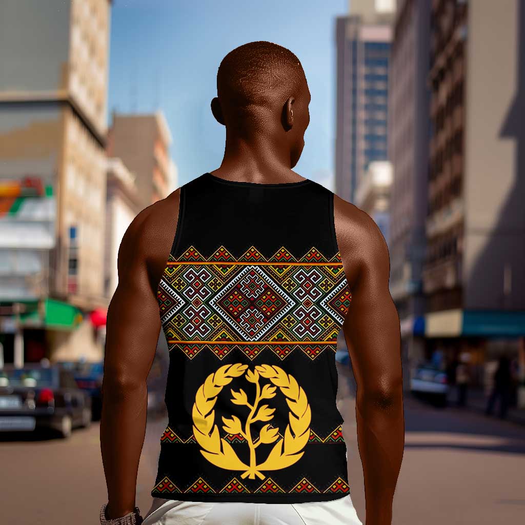 Eritrea Men Tank Top Tilet Mix Eritrean Cross - Black LT7