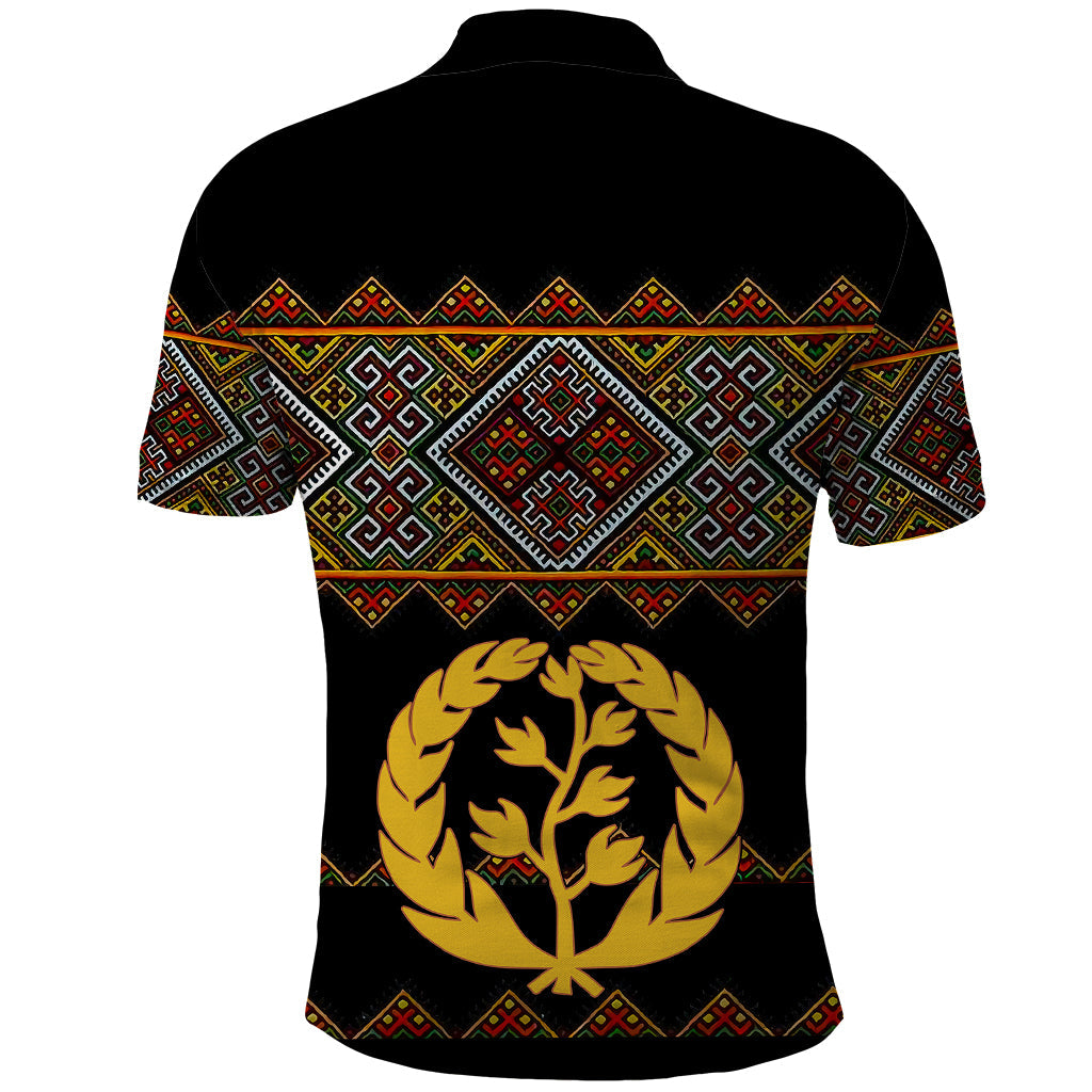 Eritrea Polo Shirt Tilet Mix Eritrean Cross Black LT7