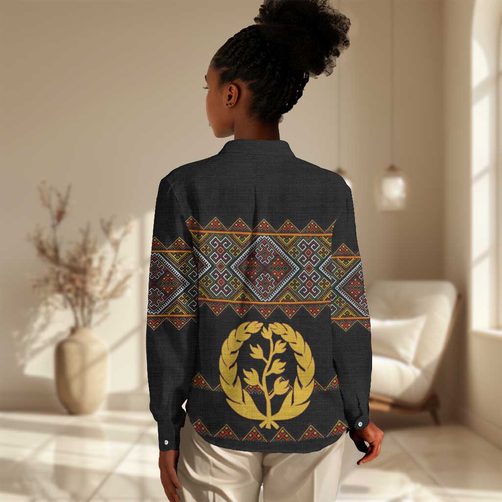 Eritrea Women Casual Shirt Tilet Mix Eritrean Cross - Black LT7