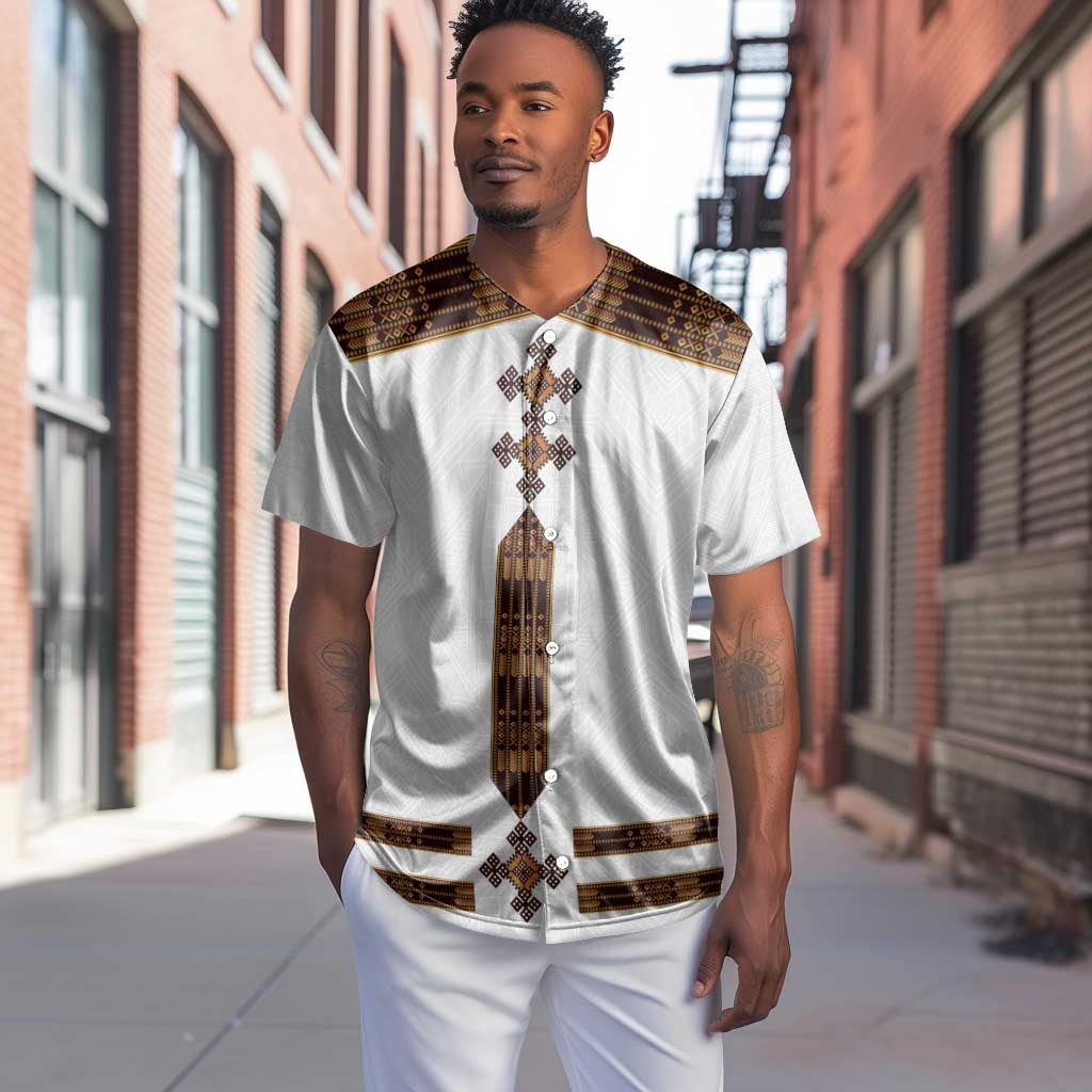 Eritrea Baseball Jersey Tilet Habesha Style - White LT7